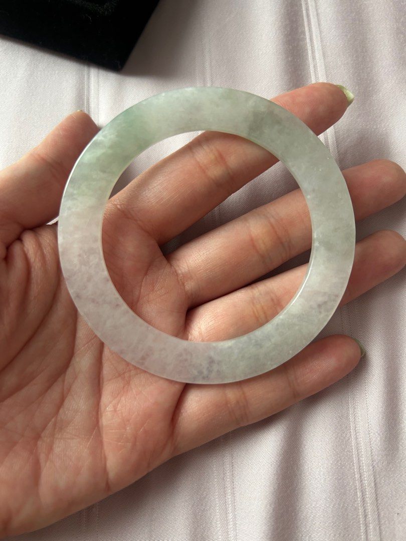 Jade Flat Bangle (icy) (Category: Precious Stones) located in Singapore. Submitted by stephychung (Listing ID 1312724708, Image 3). Description: Inner diameter 55mm Flat design. Grade A burmese jade comes with certificate Selling it as too small for me.