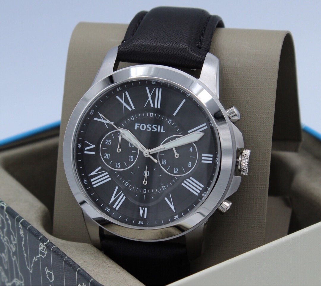 JULY OFFER Grant Chronograph Black Leather Watch
