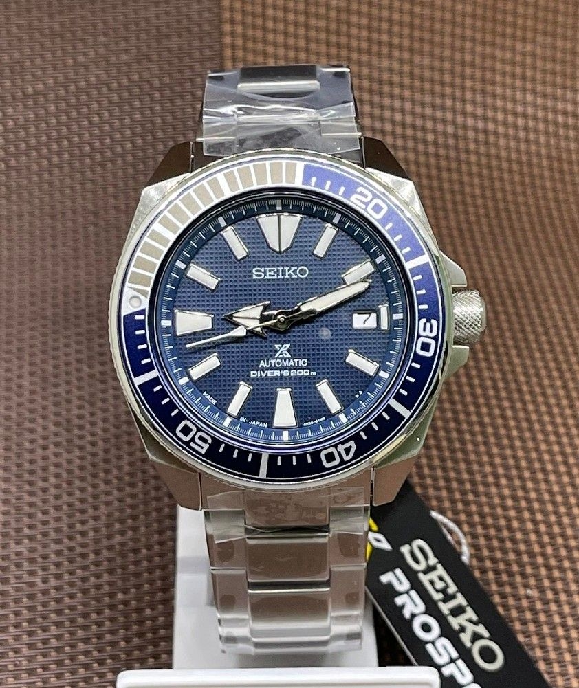 Lowest Price SEIKO PROSPEX SAMURAI Men s SRPB49 Automatic 23 Jewels Textured Blue Dial Stainless Steel Watch srpb49 srpb49j srpb49j1 Birthday gift