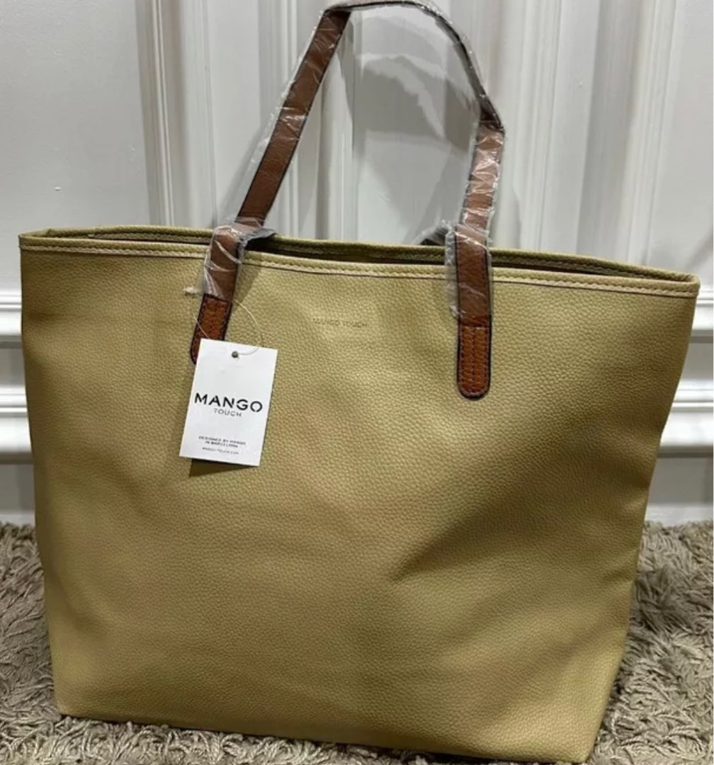 MANGO TOUCH TOTE BAG LEATHER CREAM GREEN SALE FROM 1jt