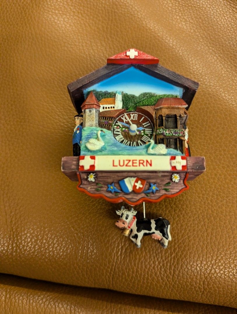 Mini Switzerland Magnet Cuckoo Clock Luzern Cow Bell