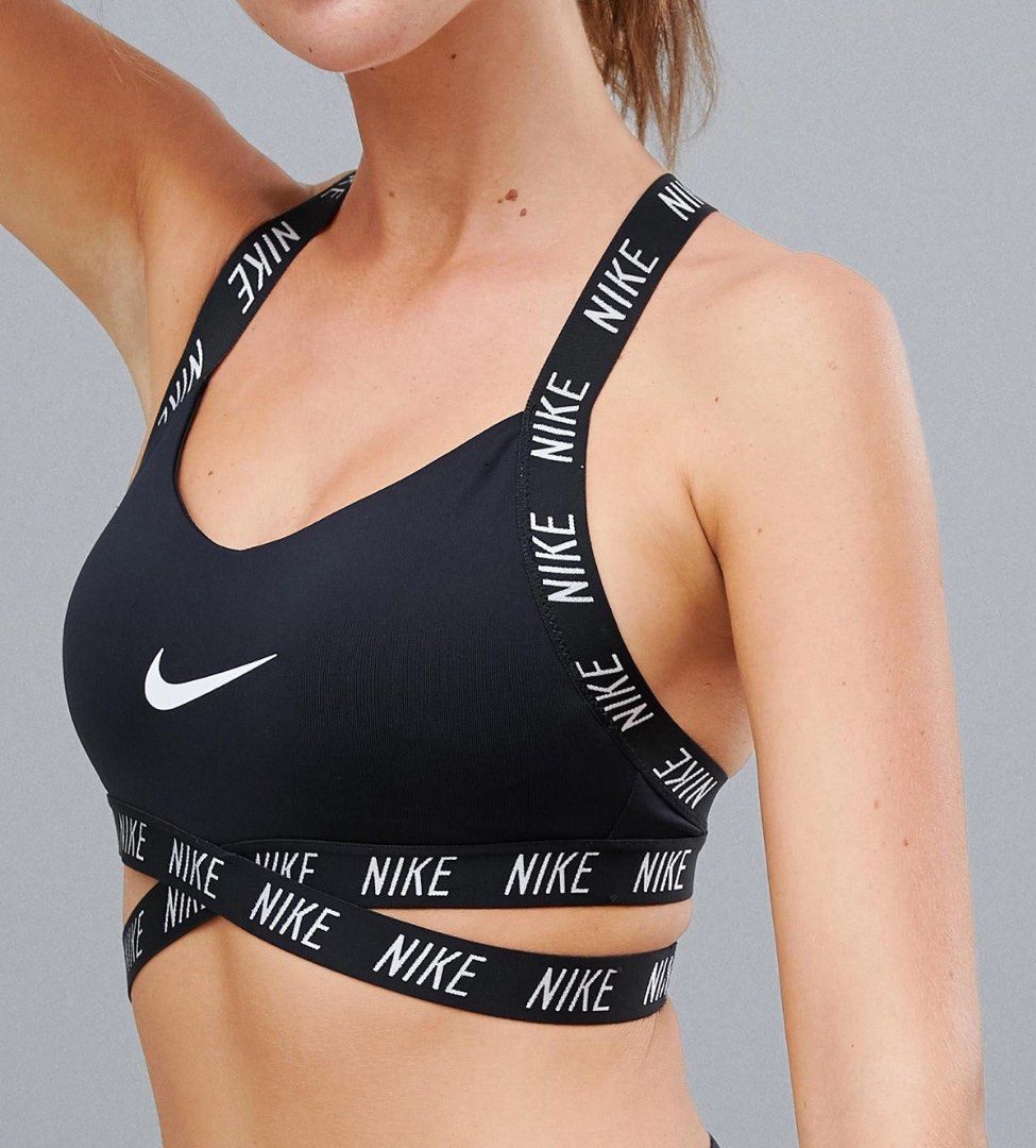 Nike Training Indy Logo Sports Bra with Removable Padding in Black