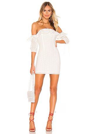 Revolve Superdown Eyelet Ruffle Mini Dress Women s Fashion Dresses Sets Dresses on Carousell