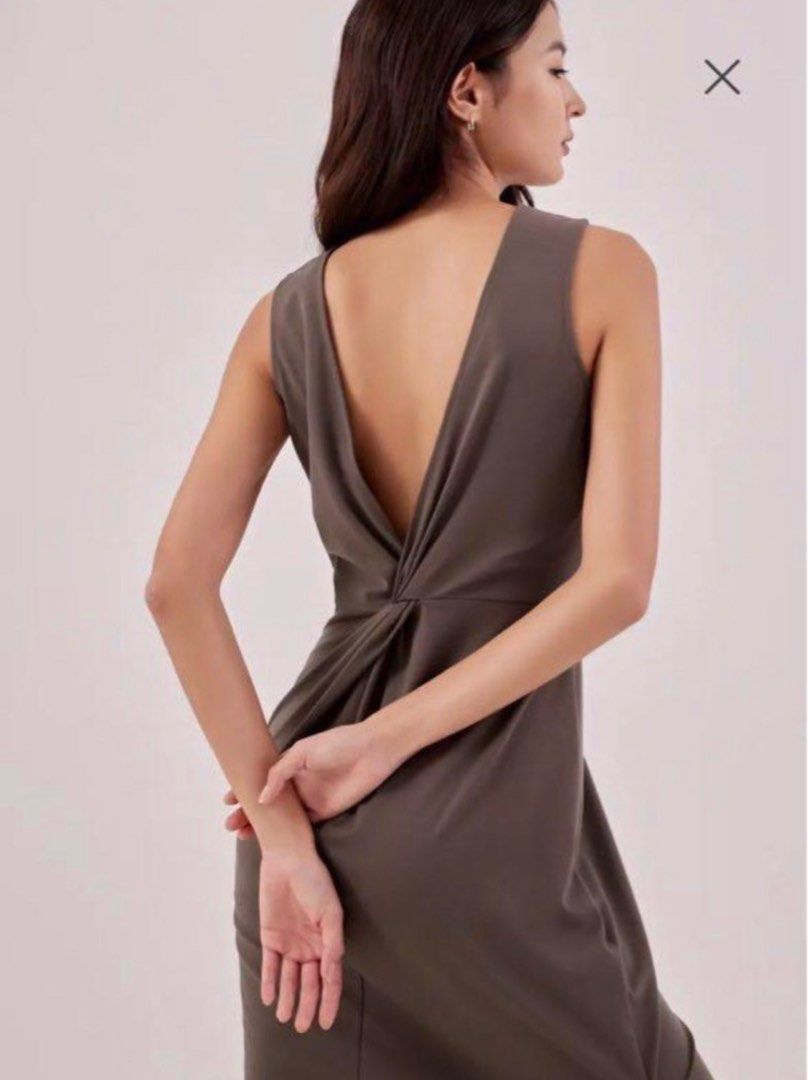 Sale Love Bonito Jarlo Low Back Twist Maxi Dress Grey
