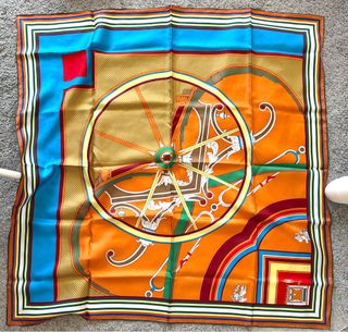Korea Silk Scarf 🧡 Orange Heart Print Scarf 粉橙色心形桑蠶絲絲巾90x90cm64200166503299110