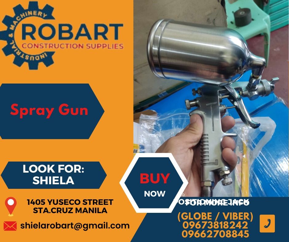 Spray Gun (Category: Construction Tools & Equipment) located in Caloocan City. Submitted by shielaroba44709 (Listing ID 1312709123, Image 1). Description: Spray Gun Model: F-75 Brand: Hippo SEND US MESSAGE FOR INQUIRIES ‼️‼️ Call: 09673818242 / 09662708845 Landline: 8636-3005 / 7746-6248 / 7002-2872 Look For: Shiela Robart Email: shielarobart@gmail. com robartconstructionsupplies@gmail. com 🔵100% Trusted Supplier 🔵Competitive Price 🔵𝑾𝒆 𝒂𝒓�