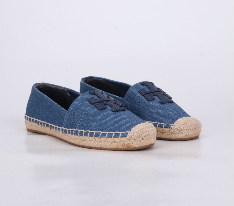 Tory Burch Weston Logo Espadrilles Denim Flats