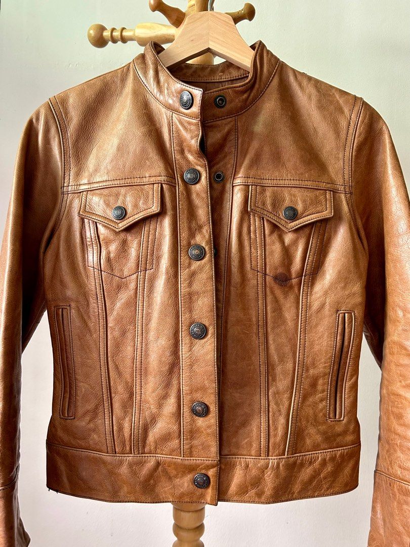 Gap leather trucker jacket store