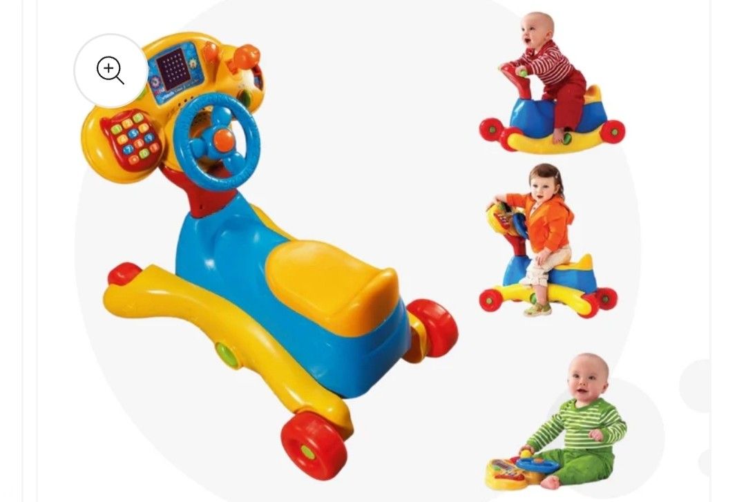 VTech Grow and Go Ride On in inflatable jumping horse