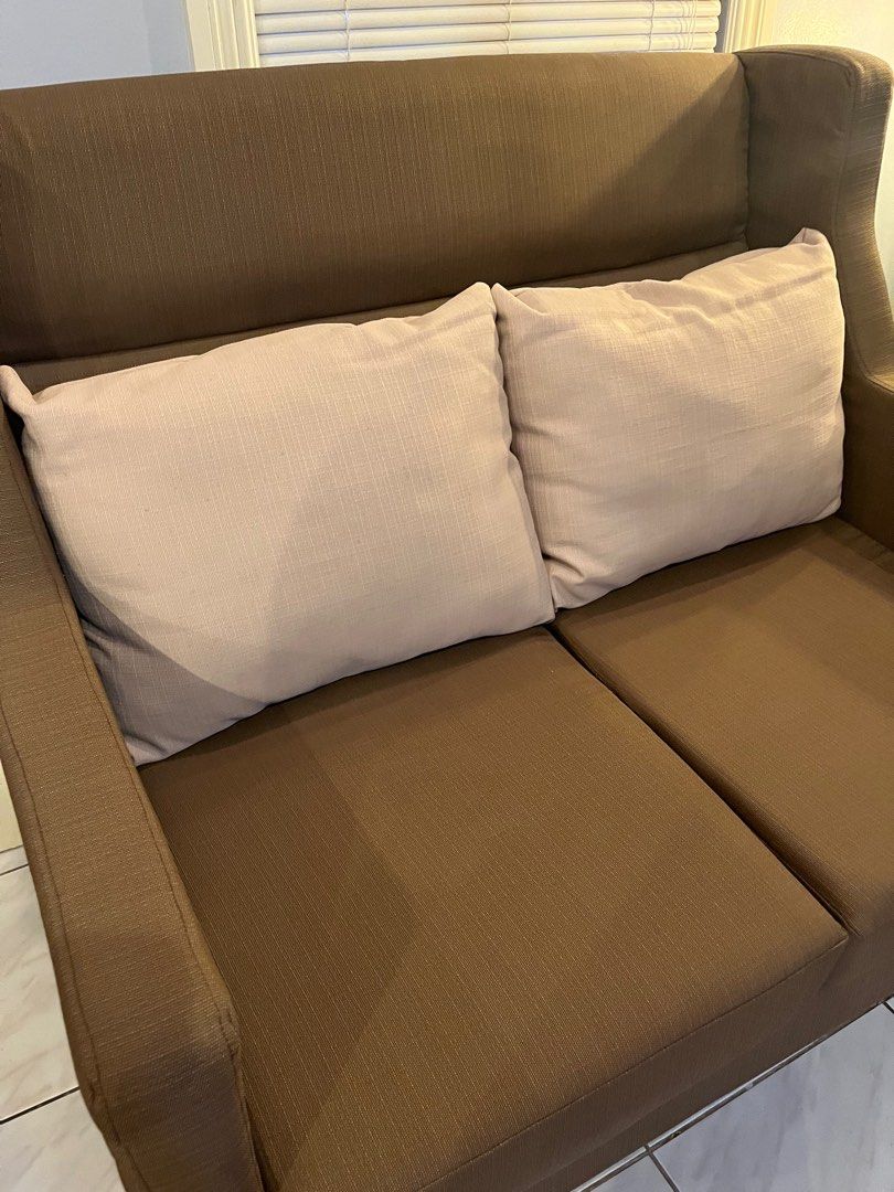 2-seater sofa (Category: Sofas) located in Santa Rosa. Submitted by xdesiderata (Listing ID 1312963487, Image 3). Description: Rarely used 2-seater sofa Comes with a white cover Still looks new For pick-up only at Santa Rosa, Laguna.