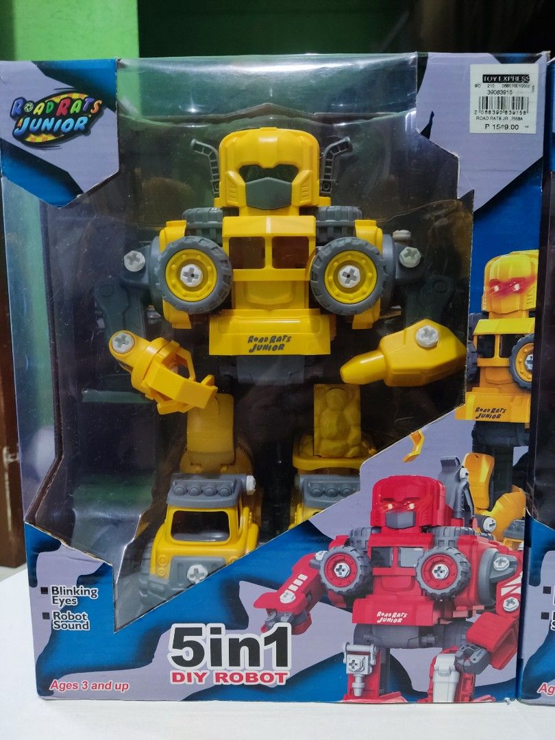 5 in1 robot toy (Category: Kids Toys) located in Quezon City. Submitted by Alyssa.Rb (Listing ID 1312910229, Image 2). Description: Used twice lang ng baby ko complete 1,599 each original price 2k both nalang.