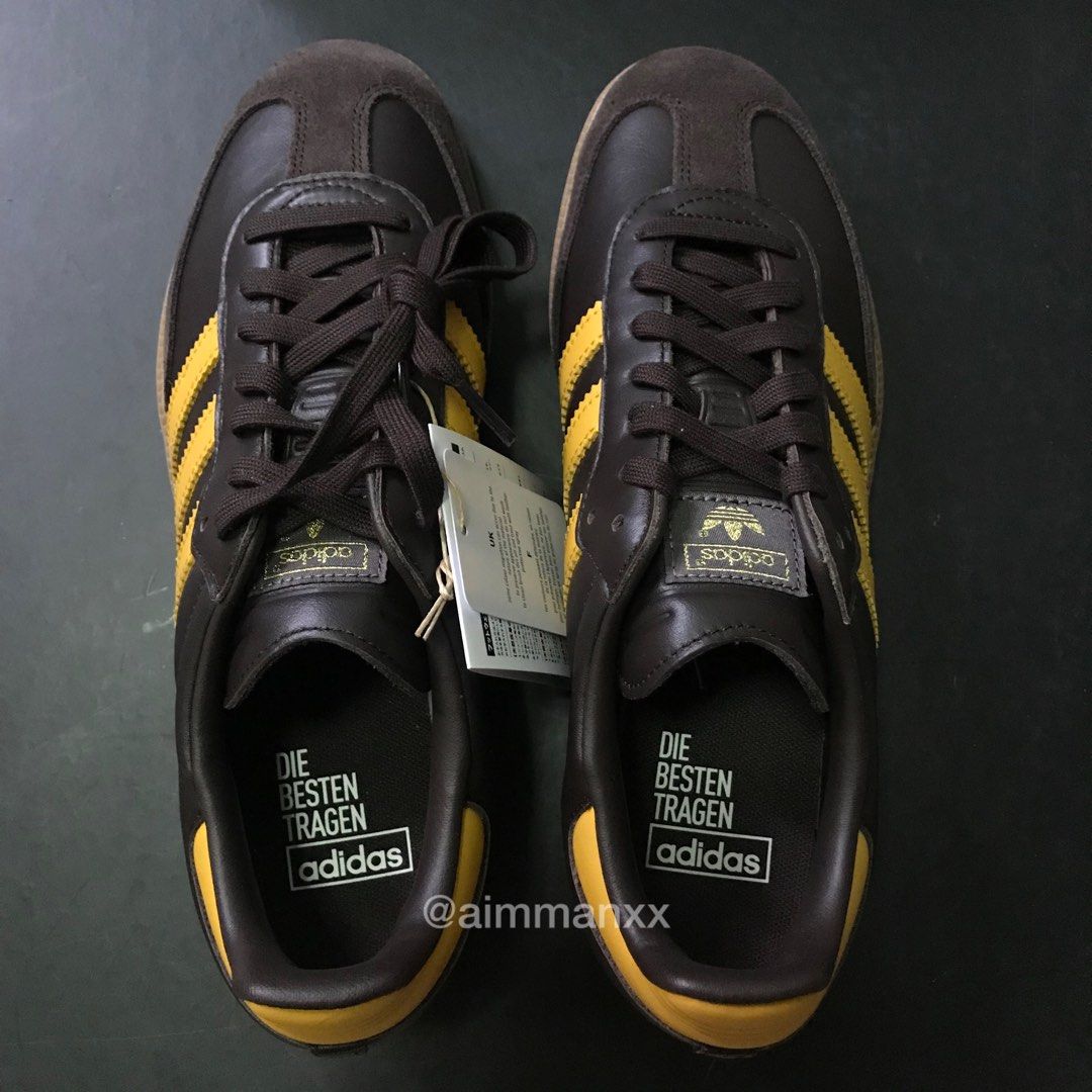 adidas Samba OG Dark Brown & Yellow, Men's Fashion, Footwear, Sneakers on  Carousell