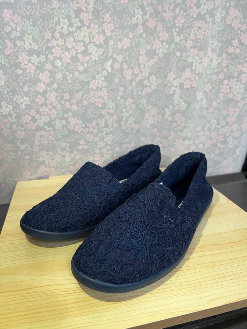 AIRWALK Navy Floral Crochet Dream Slip On Size 6 Women s Fashion Footwear Flats Sandals on Carousell