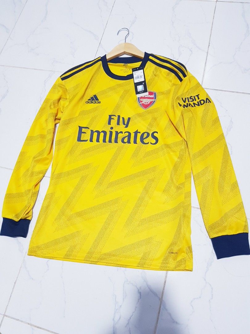 Yellow Arsenal Away Kit 2019 Long Sleeve Authentic Jersey Arsenal