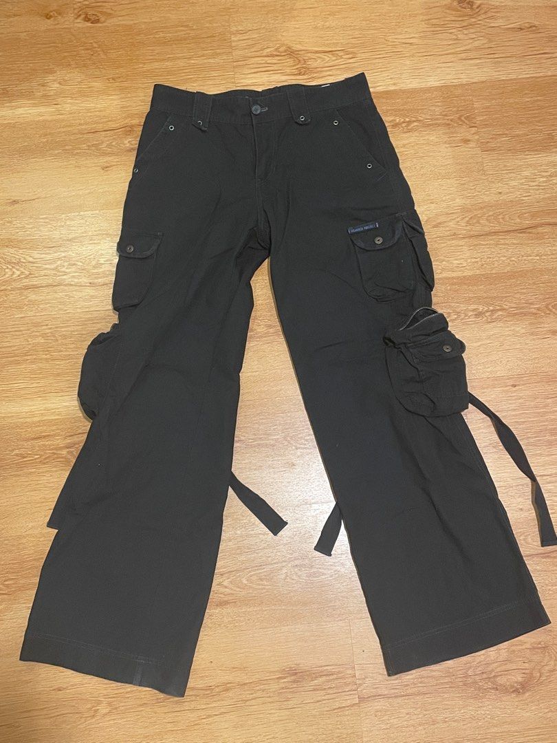 Y2K Basic House Hendrix Project Flared Bondage Cargos, Men's Fashion,  Bottoms, Trousers on Carousell