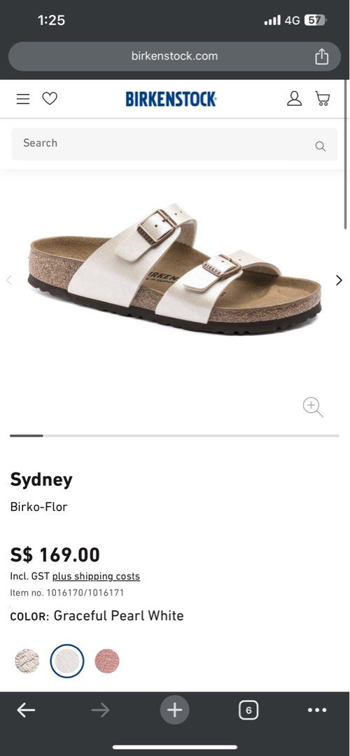 Birkenstock Sandals Sydney Birko-Flor Graceful Pearl White