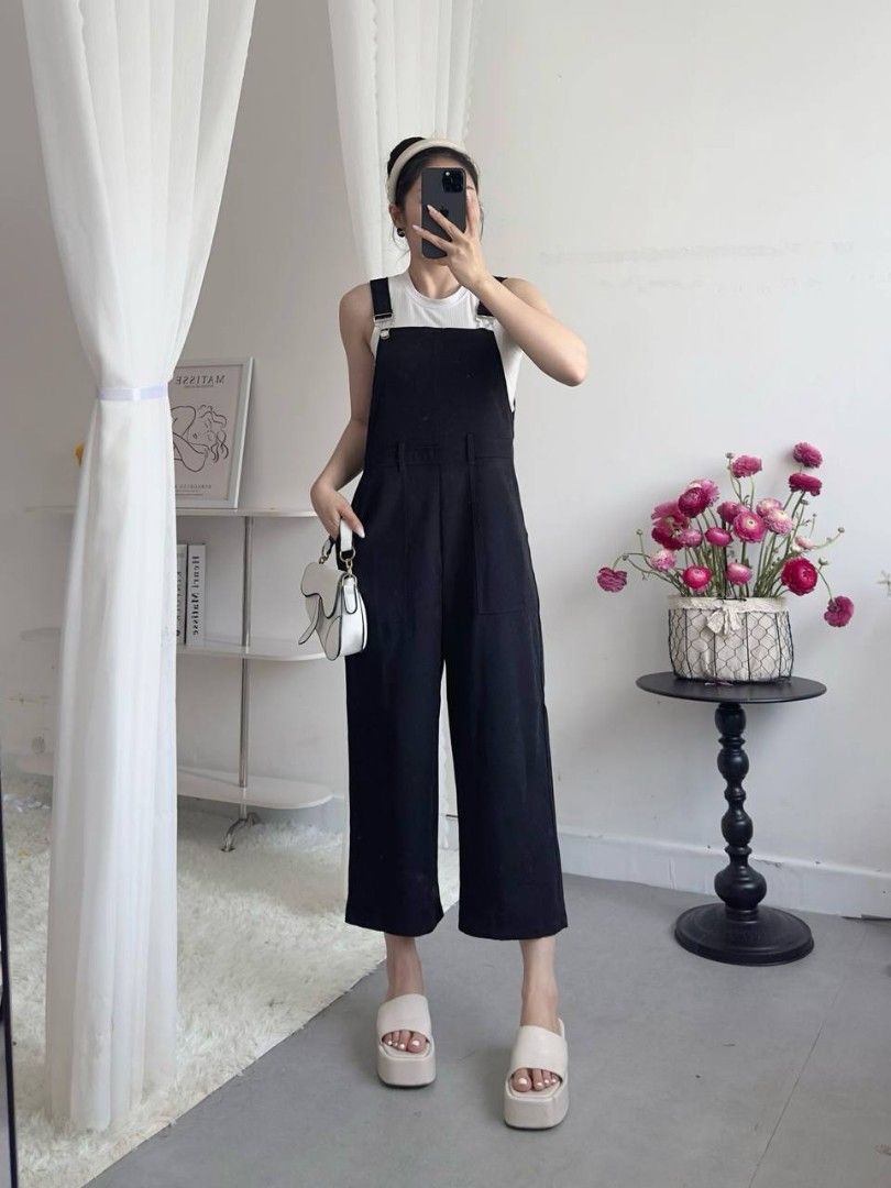 Brand new black jumpsuit with pockets and back zip