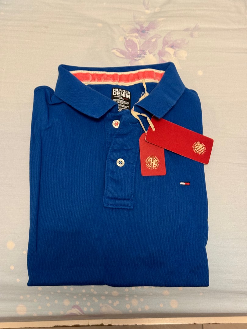 Brand New Tommy Hilfiger Polo Medium M Navy Pink Stitching Denim Logo Chest 38 T shirt Carousell