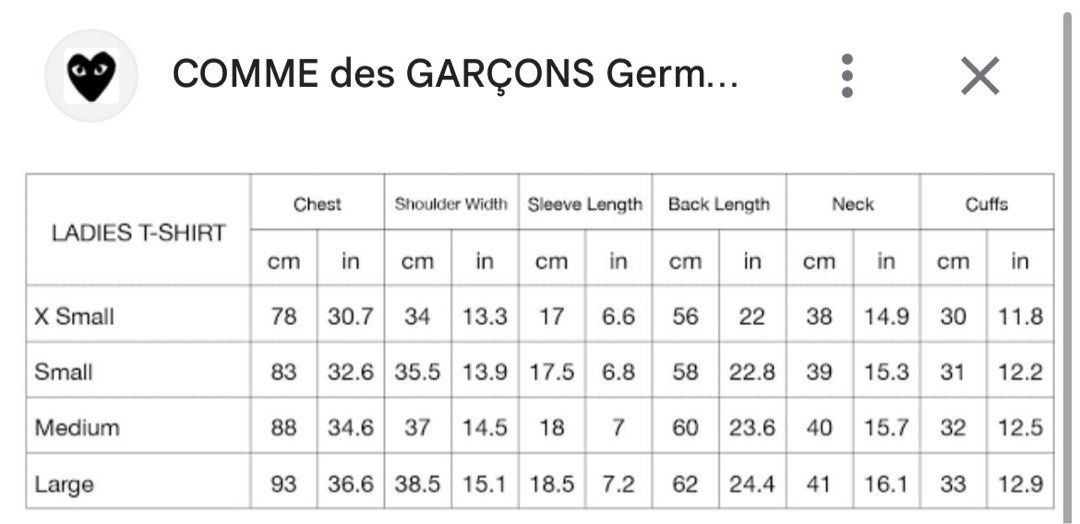 CDG PLAY Authentic Black Size L Women Commes Des Garcons T Shirt Women Black