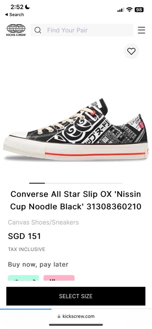 Converse All Star Slip Ox Nissin Cup Noodles Black Luxury Sneakers Footwear on Carousell