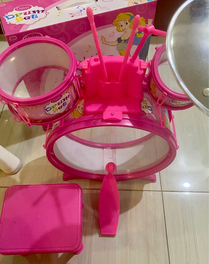 Princess Daisy Instruments Daisy Toys Princess Drum Set with Chair Musical Instrument for Kids ...