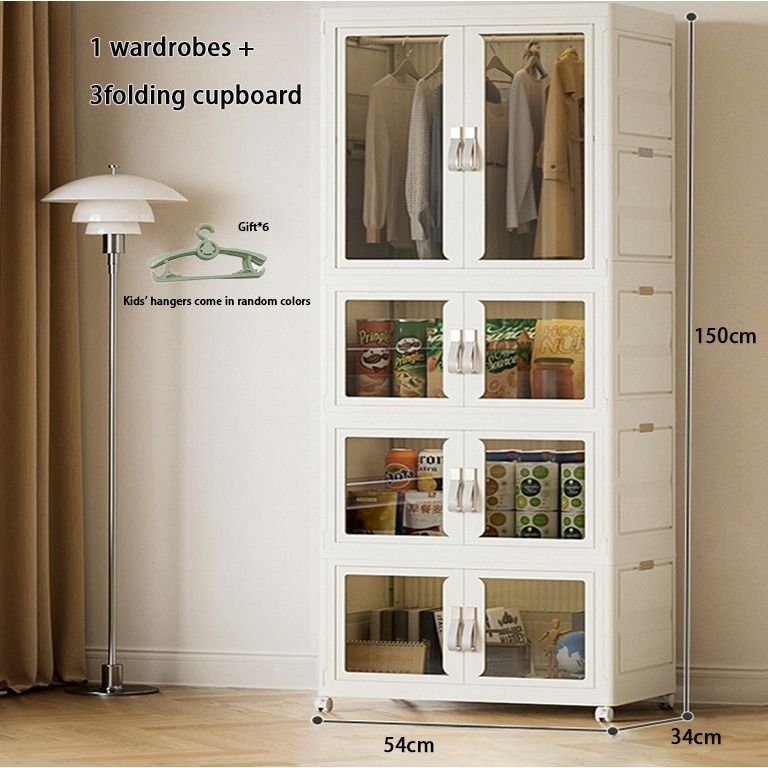 FREE DELIVERY wardrobe Foldable Wardrobe baby wardrobe Transparent double door wardrobe cabinet storage Snacks Storage Cabinet Furniture Home Living Furniture Shelves Cabinets Racks on Carousell