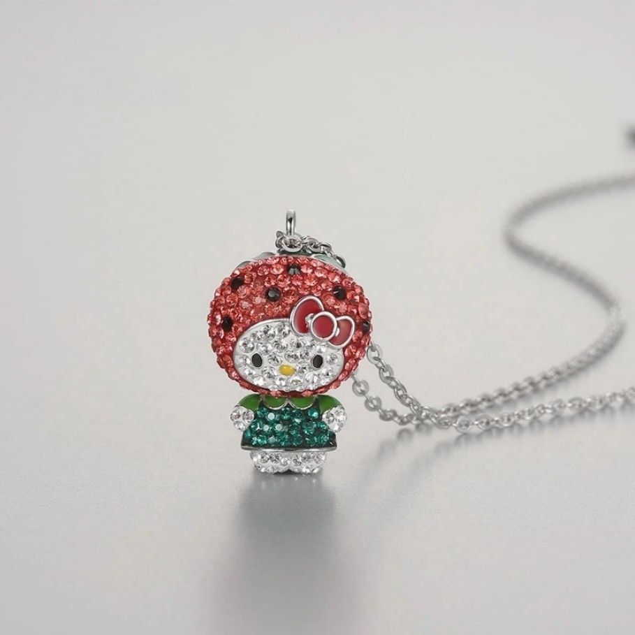 Hello Kitty Watermelon Swarovski Necklace (Category: Necklaces) located in Manila. Submitted by orangepeaches (Listing ID 1313027453, Image 2). Description: Hello Kitty Watermelon Swarovski Necklace With Box *Will only entertain serious buyer. *Ghost inquirers and offers will be blocked. *Looking for sure buyers and smooth transactions only..