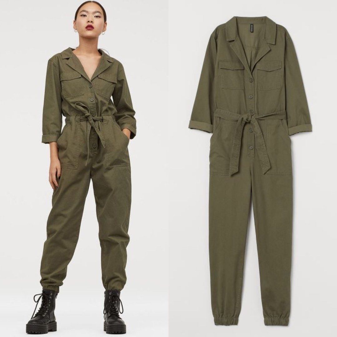 H M Cotton Twill Jumpsuit