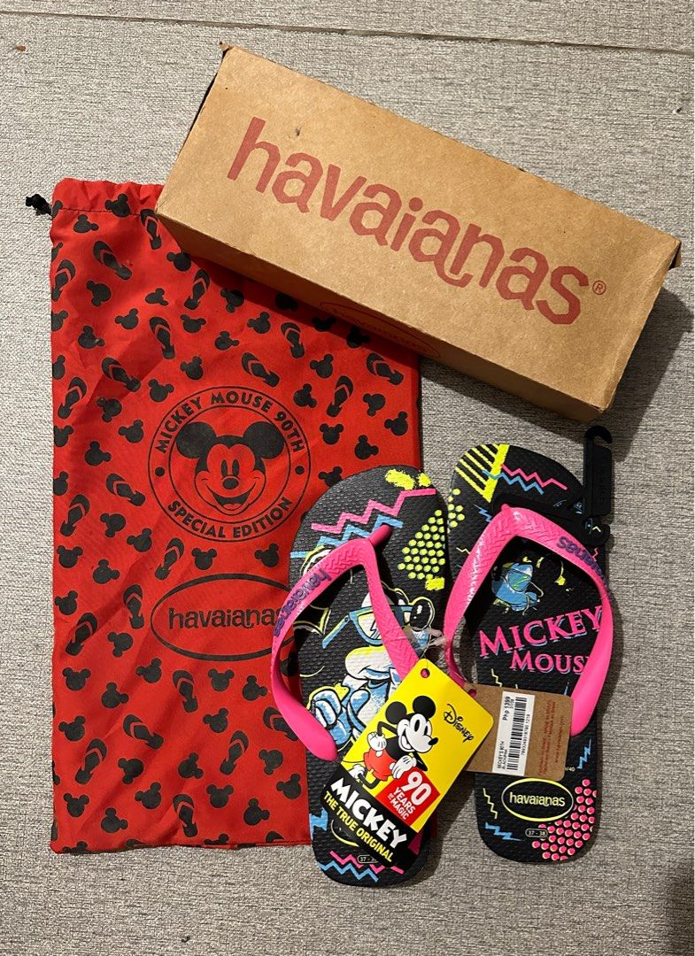 Limited Edition Mickey 90 years HAVAIANAS size 37 38 Women s Fashion Footwear Slippers and slides on Carousell