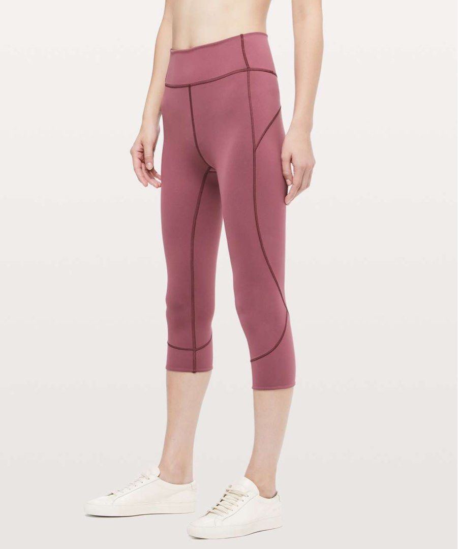 Lululemon In Movement Crop Everlux 19 misty Merlot Women s Fashion Activewear on Carousell