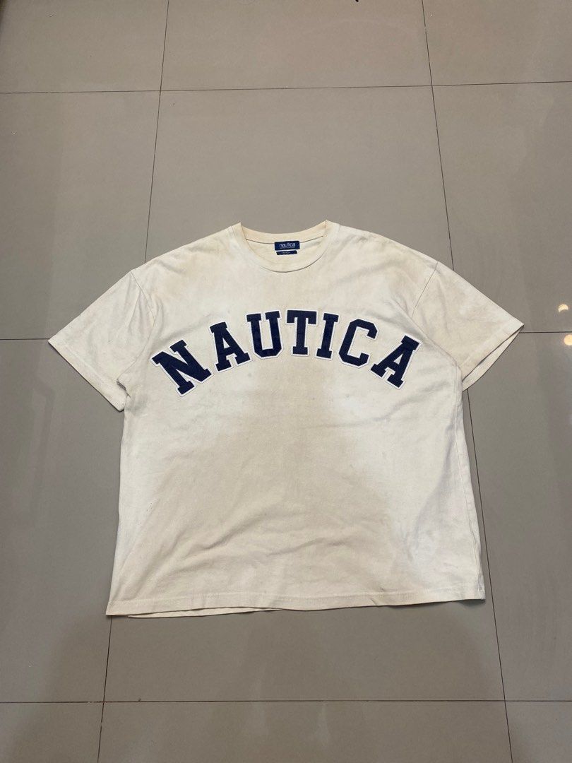Nautica Script Shirt (Category: Tshirts & Polo Shirts ) located in Manila. Submitted by pharrell124 (Listing ID 1313002892, Image 1). Description: Nautica script heavy cotton dirty white color needs wash fits xl 23x28 no issues needs wash .