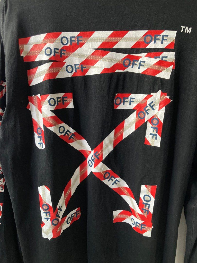 Off white barricade tape hoodie deals