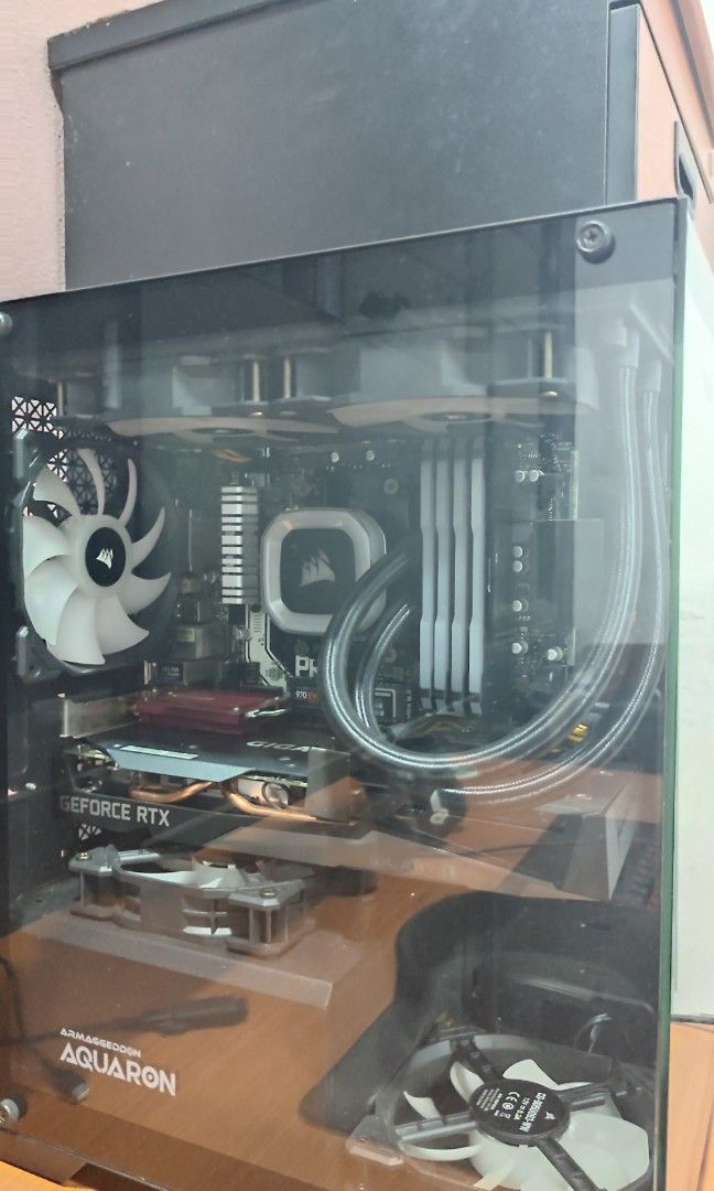 Pc (Category: Desktops) located in Marang. Submitted by syahir001001 (Listing ID 1312936232, Image 2). Description: CPU Ab350m pro4 R5 2600x Psu Cooler master Giga 8gb rtx 3050 3fan Corsair vegeance pro 8gbx4=32gb Corsair h100 with 2pc fan Corsair sp120 3pc fan Kingston 1tera Samsung 250gb wifi adapter Case armageddon aquaron semua okay juall sbb nk guna duit untuk study . hg boleh nego lagi sampai jd. cuba nego byk2 pun tkpe kena hg kita jalan, 