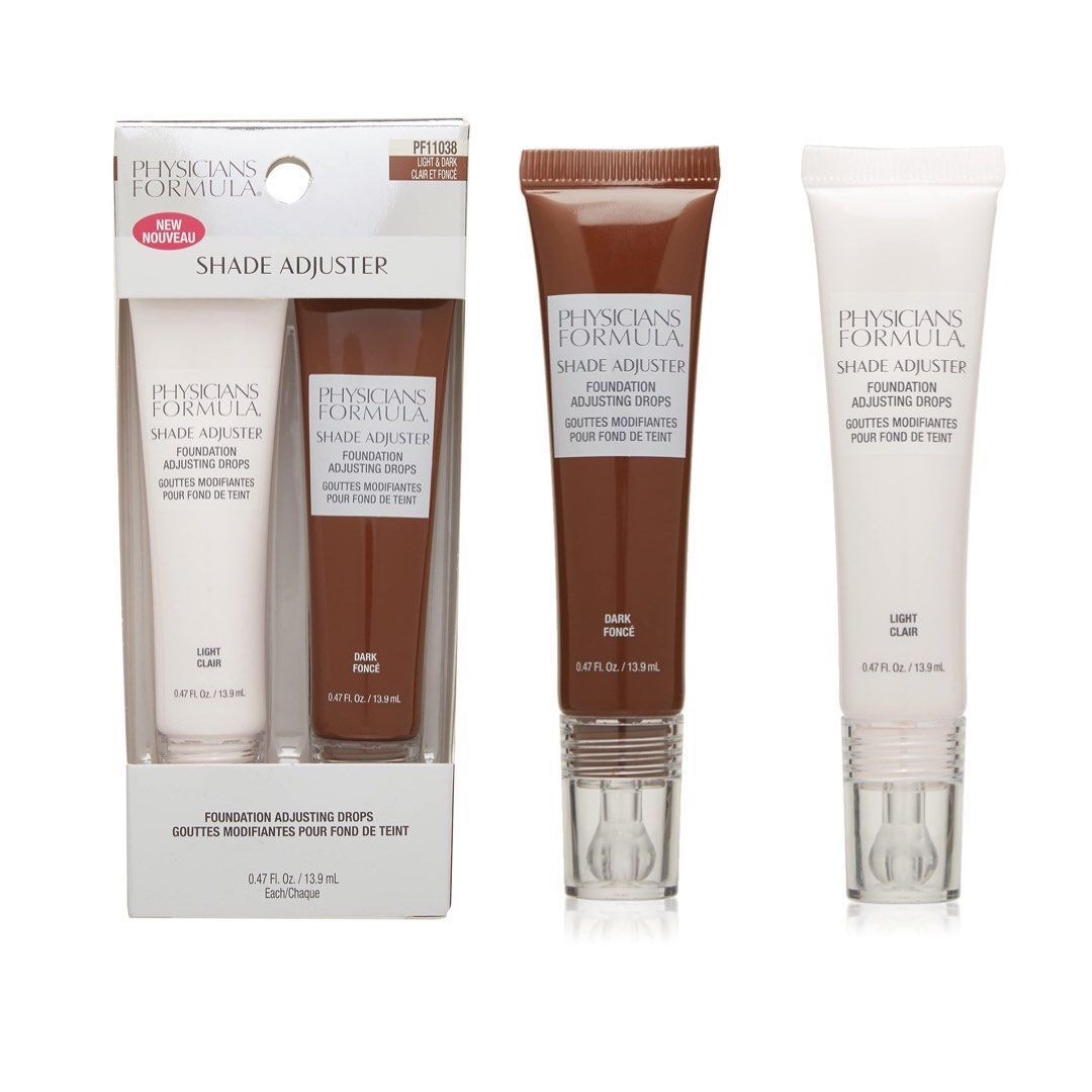 Physicians Formula shade Adjuster foundation adjusting drop light & dark (Category: Makeup) located in Las Pinas. Submitted by calliahscorner (Listing ID 1204303093, Image 1). Description: Description Color adjusting drops that transform your foundation into the perfect shade to match your unique skin tone. Why it’s good for you: enriched with vitamin C & E antioxidant blend, the light drops lighten your foundation a shade lighter while the dark 