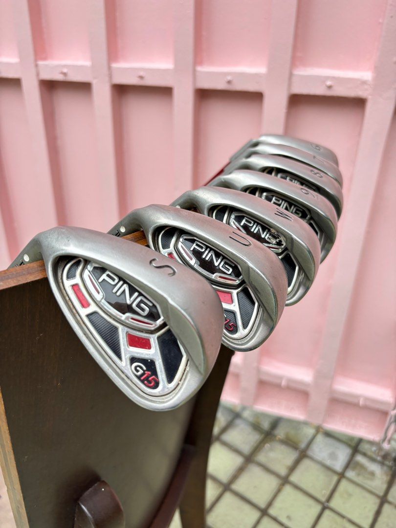 Ping Lefty G15 Golf Set with Ping Bag (Category: Golf) located in Manila. Submitted by eclipse58 (Listing ID 1312851879, Image 1). Description: COMPLETE Ping G15 Golf Set for Left-Handed Golfers ✅️ 6-9 Irons, Pitching Wedge, Utility Wedge & Sand Wedge ✅️ Ping G20 Driver, Ping K15 3 Wood, Ping K15 5 Wood & Classic Plus Chipper ✅️ Founder’s Club Putter & Ping Golf Bag ✅️ Original Ping Graphite Regular Flex Shaft & Ping Grips ✅️ Very good condition 