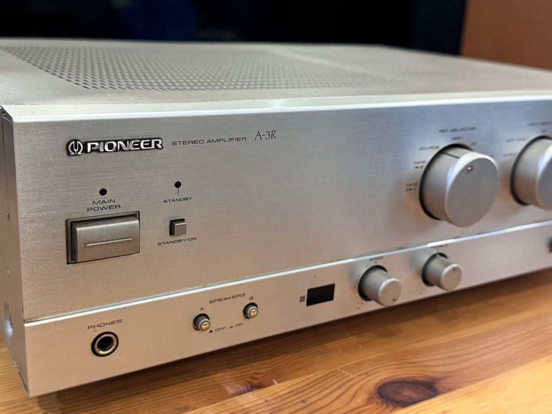 Pioneer A-3R Integrated Amplifier (Category: Soundbars, Speakers & Amplifiers) located in Talisay. Submitted by kim_rey (Listing ID 1313007946, Image 3). Description: ⚠️110volts from Japan 🇯🇵⚠️ ▪️Type Stereo pre-main amplifier ▪️Maximum practical power 90W + 90W (4 ohm, EIAJ) ▪️Rated output (Both channel drive, 20 Hz to 20 kHz) 50W + 50W (6 Ω, 0.03%) 40W + 40W (8 Ω, 0.01%) ▪️Input Sensitivity / Impedance Phono MM : 2.5mV/50k Ω ▪️CD, Tuner, Line