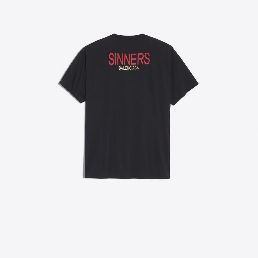 PREOWNED BALENCIAGA SINNERS BLACK TEE Men s Fashion Tops Sets Tshirts Polo Shirts on Carousell