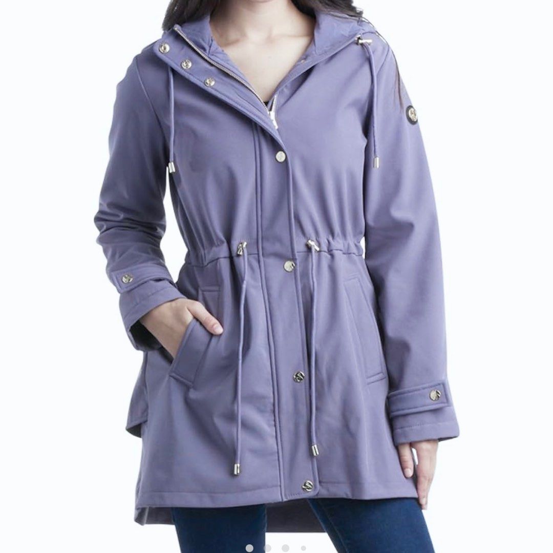 RRP 180 Jessica Simpson Purple Autumn Winter Jacket Windbreaker softshell coat water repellant resistant Hood