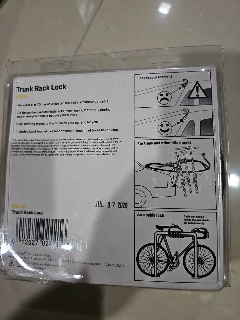 Saris trunk Rack Lock