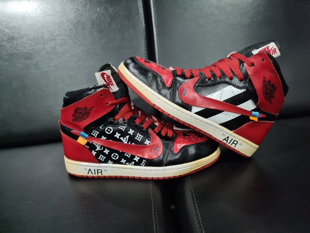 Sepatu Second Thrifting Aj1/Air Jordan High Off-White Customs LV