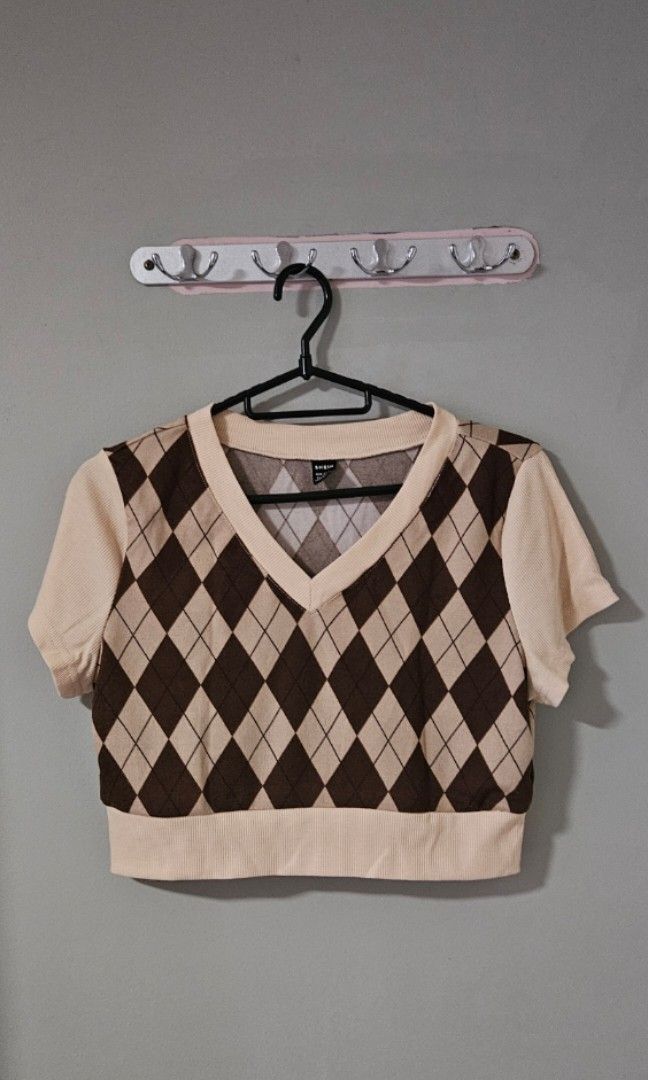 Argyle Shein Brown Vest Shein Brown Sweater Vest SHEIN Argyle