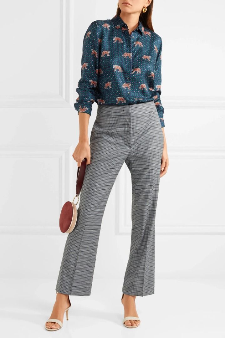 520 J.Crew Collection Silk Twill Button Up Shirt in Roaming Tigers US4 UK8 Net A Porter Women s Fashion Tops Blouses on Carousell
