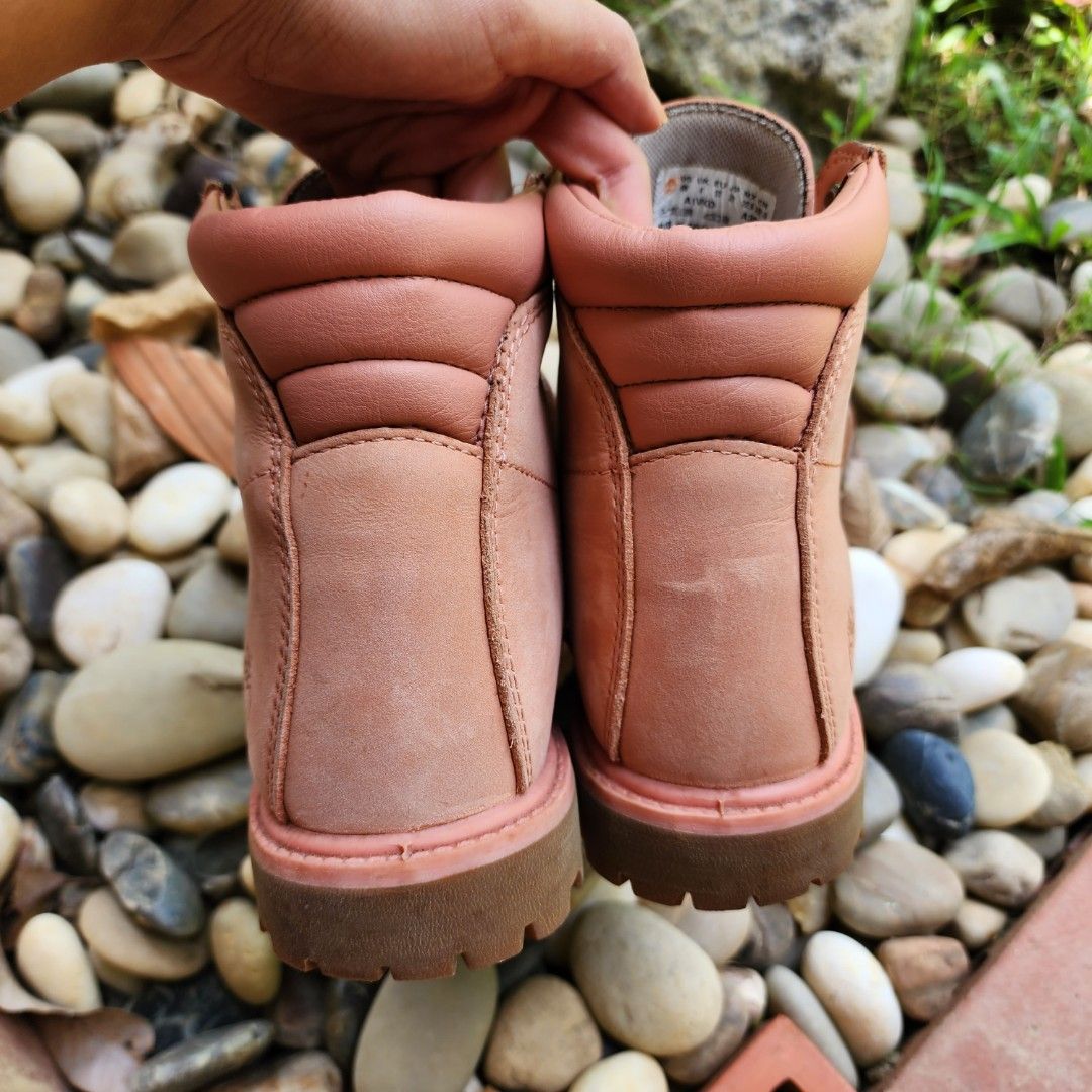 Timberland Peach Pink Coral White Ombre Nubuck Leather Combat Ankle Boots Women s Fashion Footwear Boots on Carousell