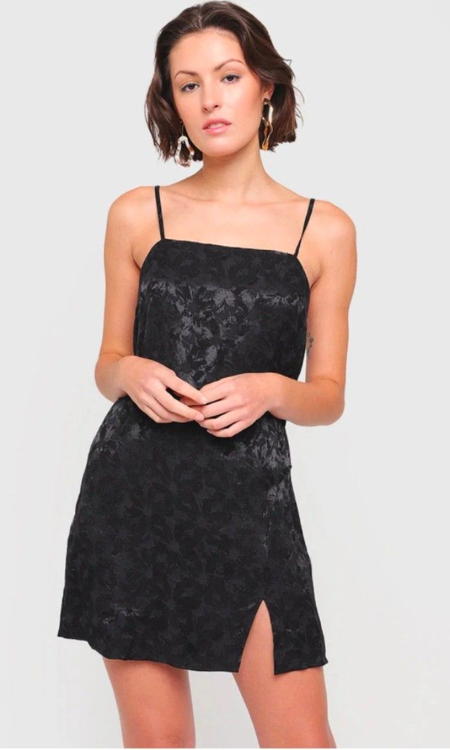 black bodycon midi dress Moya Black & Gold Bodycon Midi Dress With Corsage Detail  Club L London