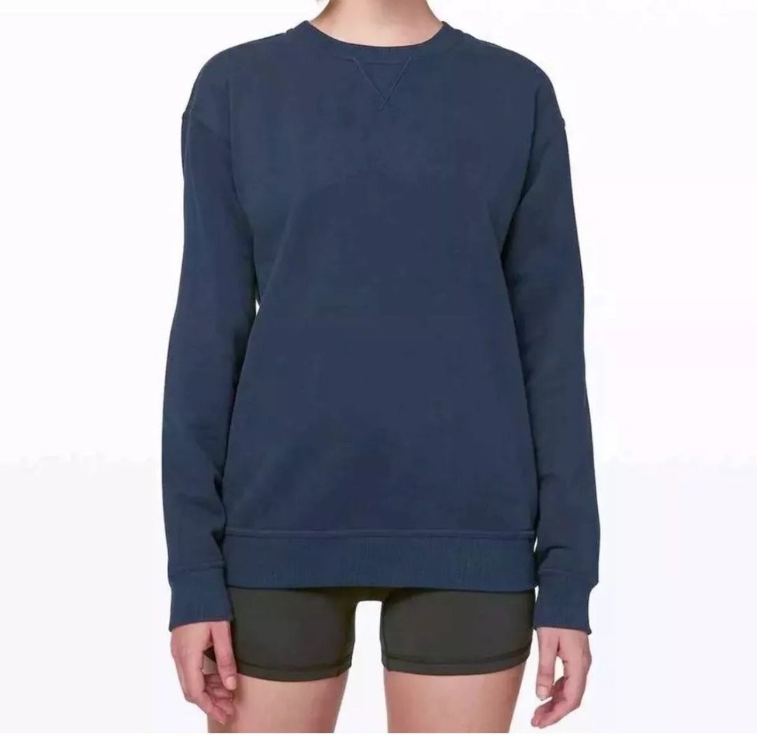 US 6 Lululemon All Yours Crew Sweatshirt Night Sea Women s Fashion Activewear on Carousell