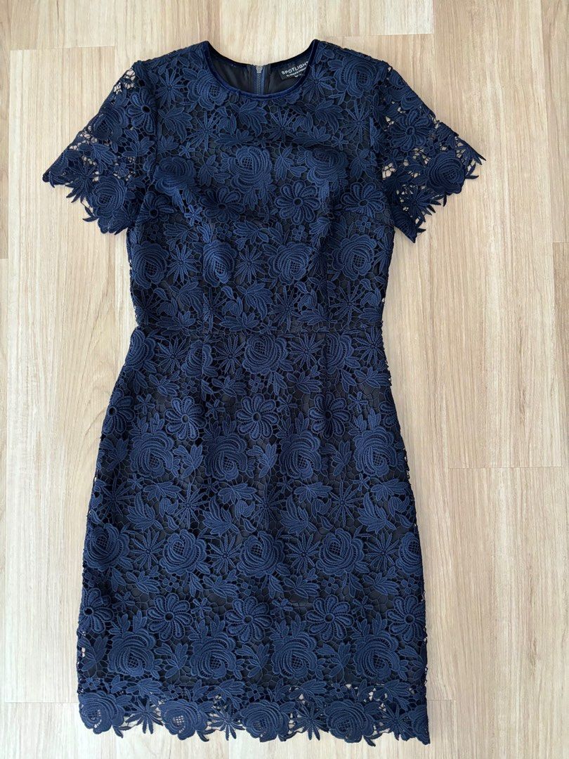 Warehouse navy lace dress top
