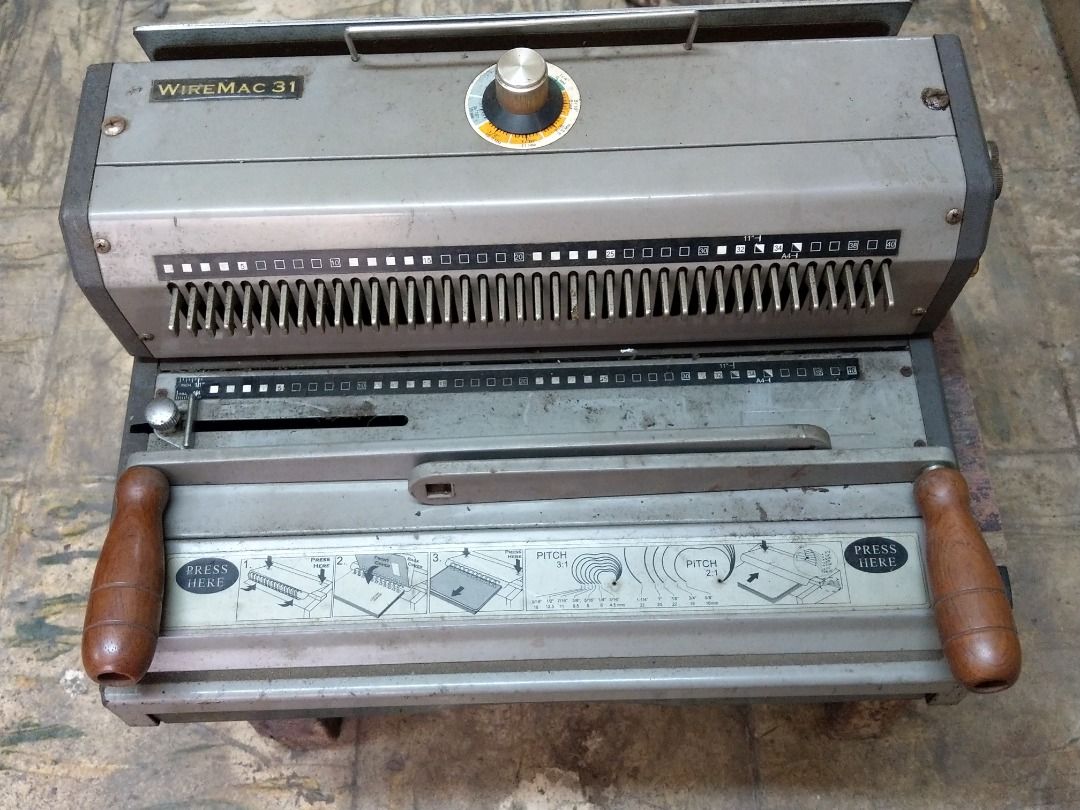 Wire Comb Binding Machine - Heavy Duty (Category: Industrial Equipment) located in Cebu City. Submitted by chinitaseller (Listing ID 1312900259, Image 1). Description: The Akiles WireMac available in both a 3:1 pitch and a 2:1 pitch configurations includes all metal construction, fully disengageable dies, a convenient wire hanger and a sturdy wire closer. The Akiles WireMac Binding Machine is truly built to last. Its great features and excellent 