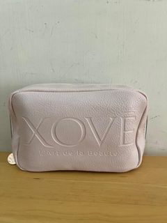 XOVE pale pink leather zipped cosmetics pouch makeup bag629767211604491115