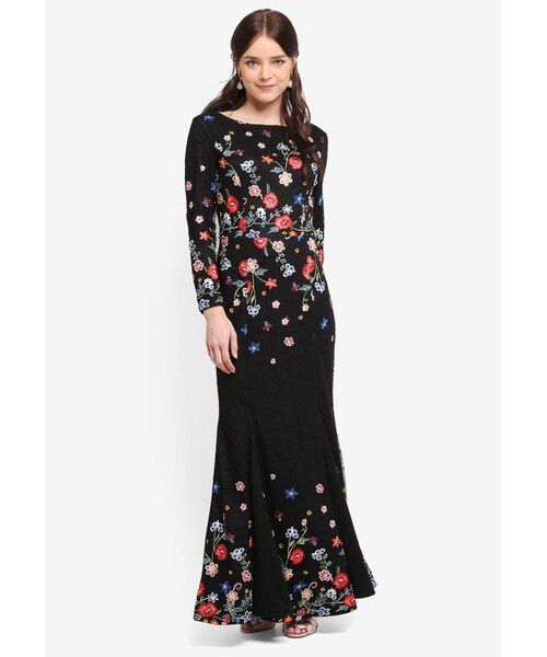 ZALIA EMBROIDERED LACE MERMAID DRESS