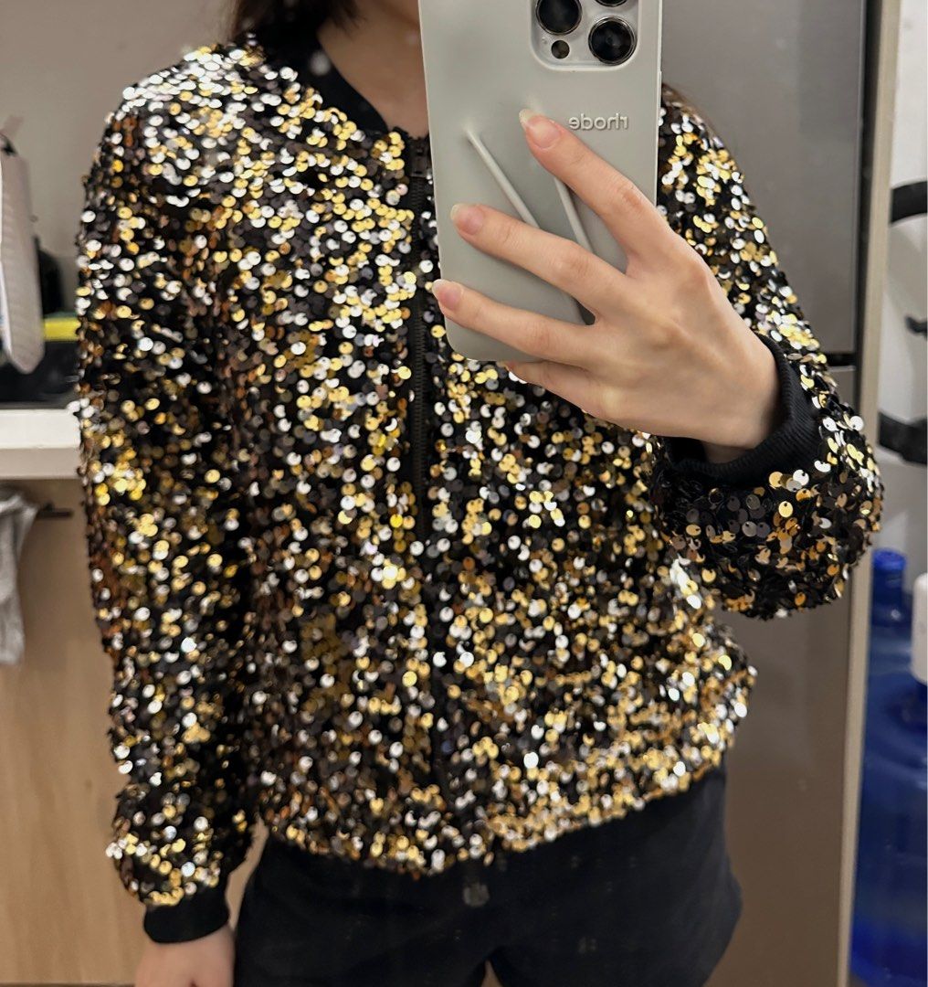 Zara sequin bomber jacket cheap